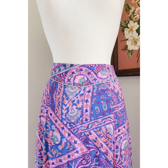 ba&sh Blossom Fanessa Maxi Skirt Blue & Pink Batik Floral Print Size 1 Small - Picture 9 of 16